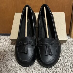 Collection by Clarks Ashland Bubble Leather Slip On Loafer Women's  Black  9 XW